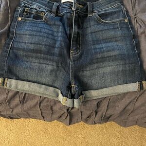 KanCan Blue Jean Shorts with Relaxed Folded Cuff